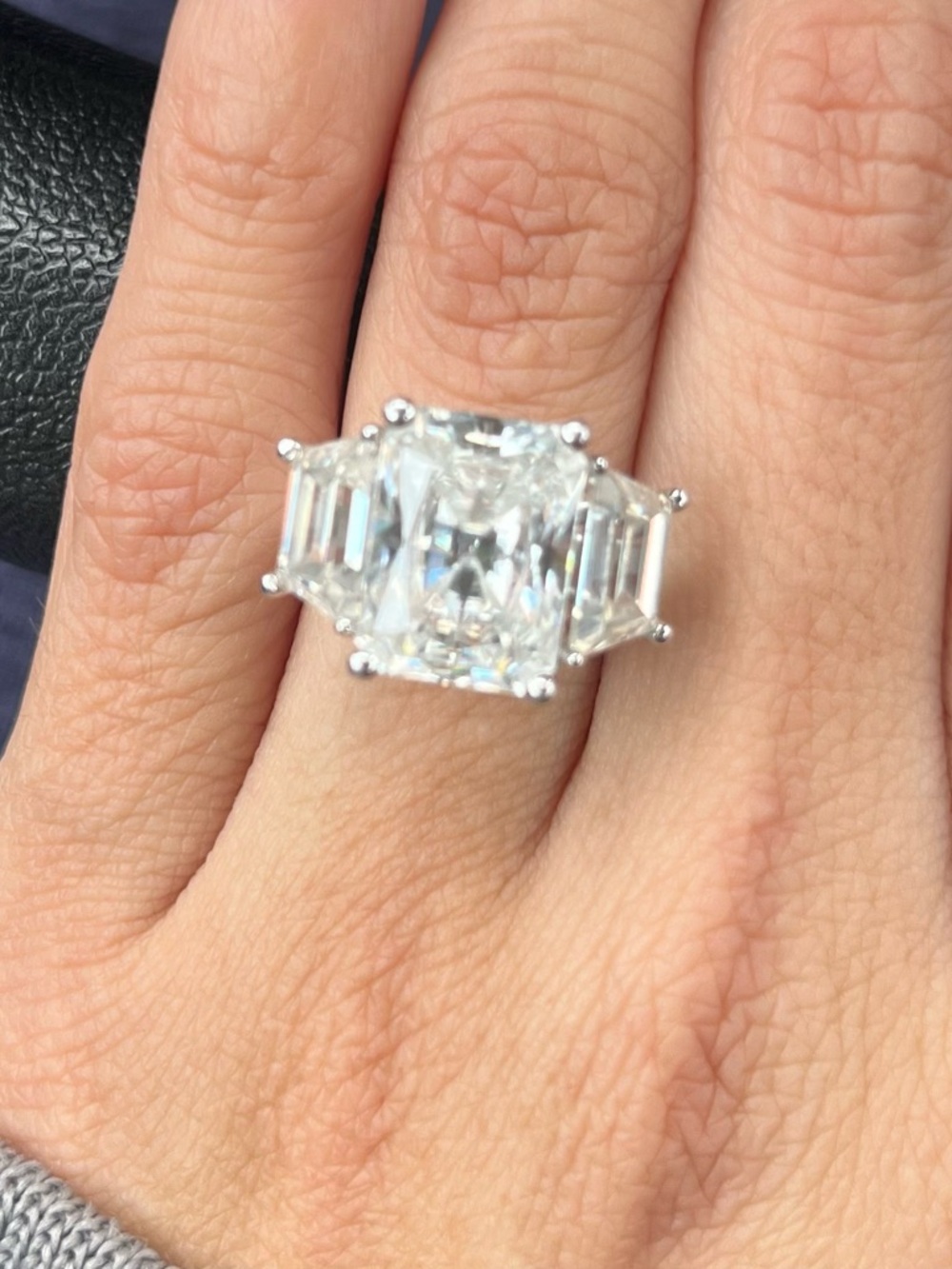 6CT Radiant Cut Moissanite Ring